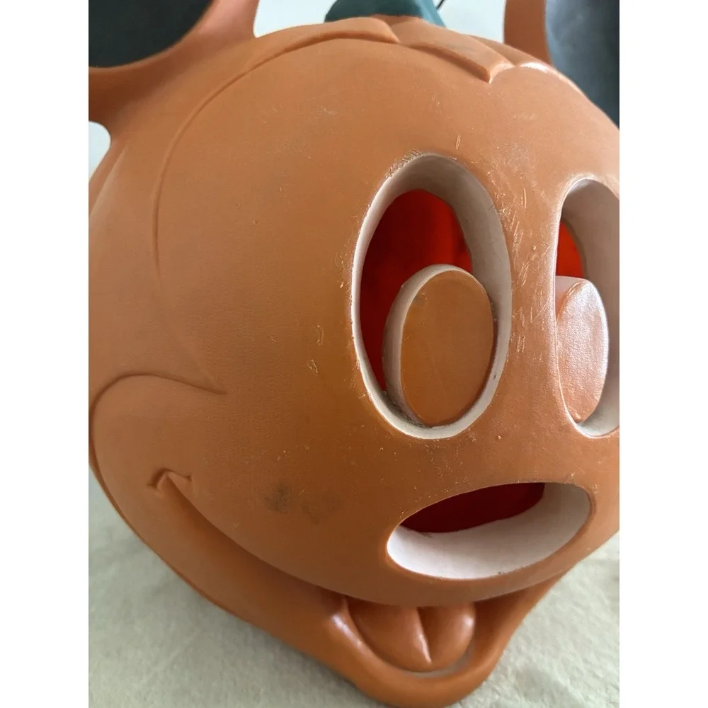 Mickey Mouse Jack O Lantern Halloween Blow Mold Plastic Light up Vintage